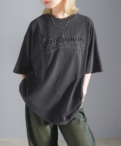 《Javaジャバコラボ》ヴィンテージライクなこなれitem。サガラ刺繍ヴィンテージ加工ピグメントTシャツ jv1029063