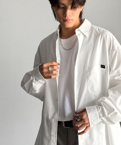 【Classical Origin】ゆとりを着る。ネーム付き胸ポケットビッグシャツ（長袖）/Brand name & chest pocket long sleeved big shirt ao1110147