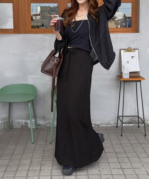 《marina×クラシカルエルフコラボ》バックスリットで動きやすい。ストレスフリーな穿き心地。ウエストリボンIラインスカート ce1015107