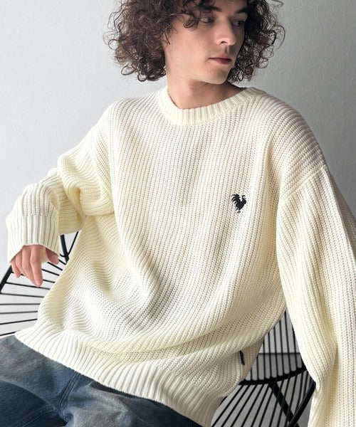 【Classical Origin】「究極スタンダード」畔編みオーバーサイズクルーネックセーター ／Oversized Ribbed Knit Crew Neck Sweater co0780012