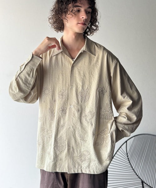 【Classical Origin】刺繍で魅せる存在感。オリジン刺繍キャンプカラーシャツ／Origin Embroidered Camp Collar Shirt co1150053