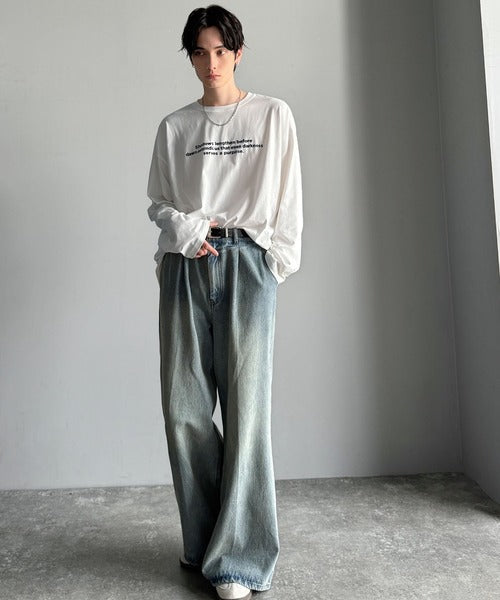 【classical origin】「シンプルが、いい」。綿100％シルケット風シンプル英字ロゴTシャツ（長袖）/ 100％ cotton simple English letters printed logo t-shirt ao1330056