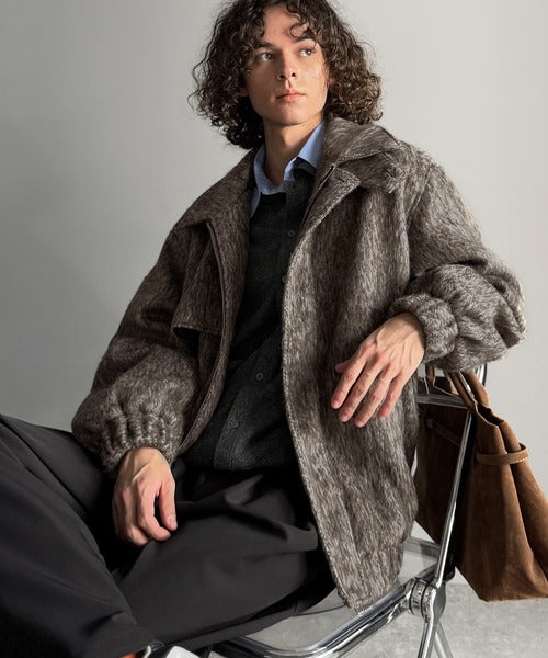 シャギーファー素材2way襟デザインブルゾン／Shaggy Fur 2-Way Collar Design Blouson co1150082