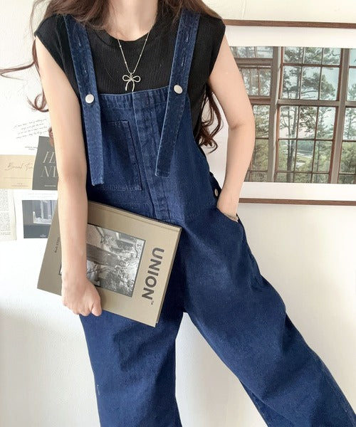 《Javaジャバコラボ》大人の魅力惹き出すデニム。綿100％フロントデザインサロペット jv1020144