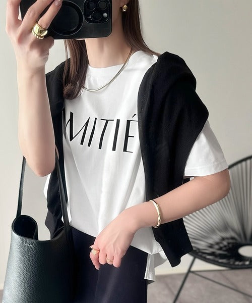 ワンランク上の大人シンプルベーシック。シルケット加工フロッキープリントTシャツ（半袖） ce1020202