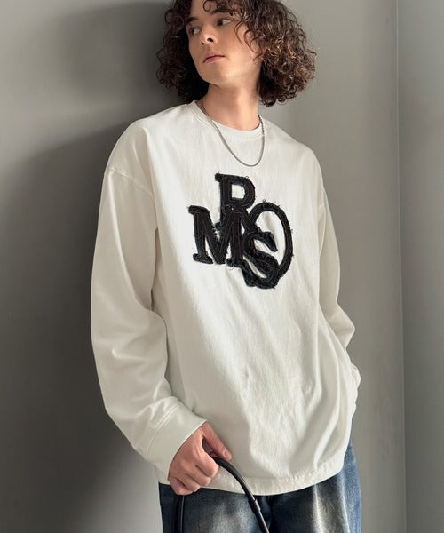 【Classical Origin】「一軍確定。」フリンジパッチワーク使いリラックスTシャツ／Fringe and Patchwork Relaxed T-Shirt co1320004