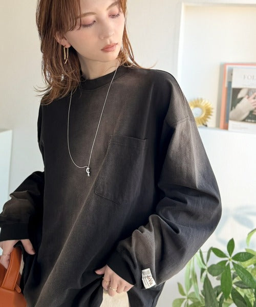 《JaVaジャバコラボ》垢抜け！大人のストリートstyleを作る。綿100％スプレーダイ加工オーバーサイズTシャツ（長袖） jv1020358