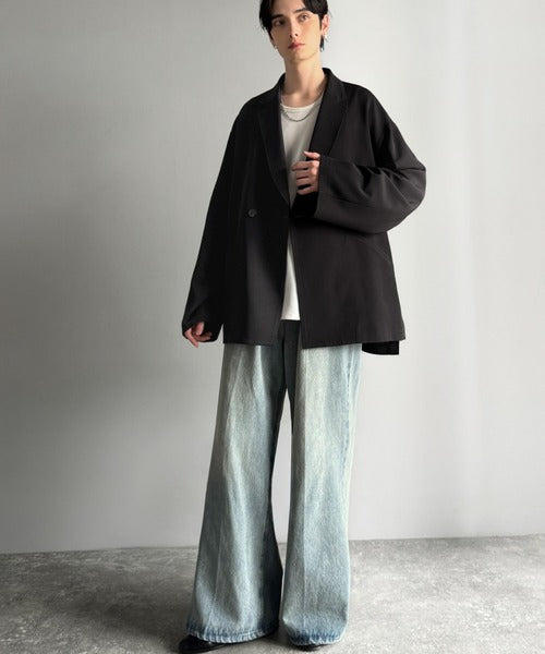 【Classical Origin】「大人の風格。」ダブルテーラードオーバーサイズジャケット/Double-breasted tailored oversized jacket ao1070184