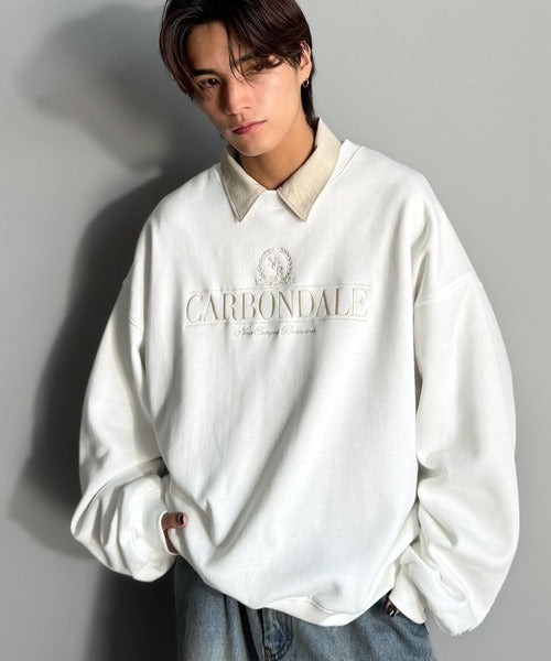 【Classical Origin】刺繍カレッジロゴ裏起毛スウェット／Embroidered College Logo Fleece Sweatshirt ao1330040