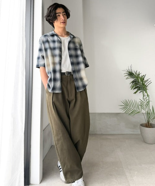 《JaVaジャバコラボ》個体差を愉しむ1点モノ。ヴィンテージ加工 オンブレーチェック柄シャツ (半袖) jo1320025