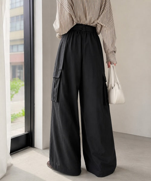 一着で、ラフなのにキレイを叶える◎2タックロングベルト付きカーゴパンツ ce0940264