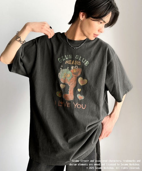 大人カジュアルにハマる。綿100％セサミキャラピグメント加工ビッグTシャツ cm1330004