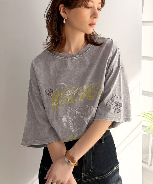 《JaVaジャバコラボ》キャッチーな個性派スタイル。綿100％前後2wayアシッドウォッシュビッグロックTシャツ(半袖） jv1260545