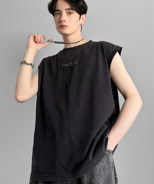 「1枚で主役。」紐刺繍スノーウォッシュ加工ノースリーブTシャツ／String Embroidery Snow-Washed Sleeveless T-Shirt co1150032