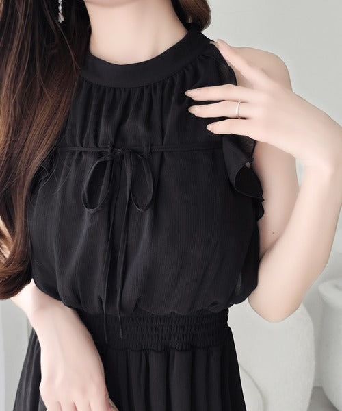 【mily bilet】女性らしさを引き立てるディテールが魅力。アメスリ リボンタイワンピース (ロング丈) mi1019120