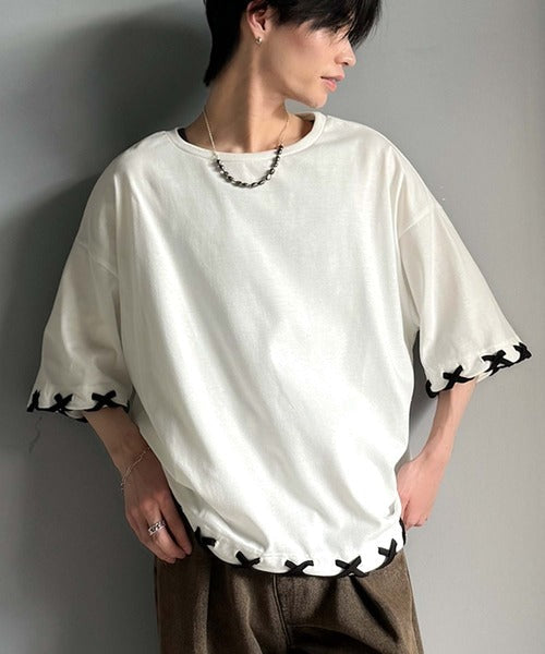 トレンドライクなゆるシルエット。【メンズ】ステッチデザインTシャツ（半袖） cm1010407