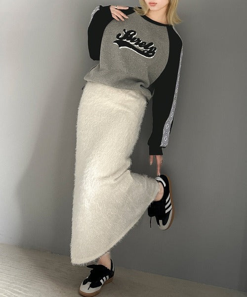 【mily bilet】ジャガードテープ使いで大人カジュアル。サガラ刺繍ドロスト付き裏起毛ラグランスウェット mi1359001