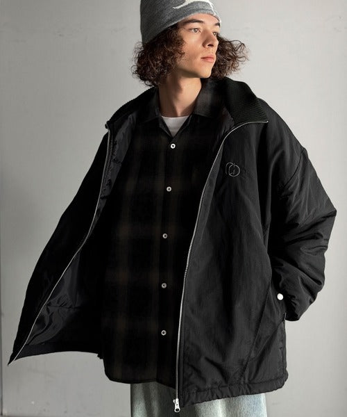 【Classical Origin】「防寒高機能。」リブハイネック中綿入りモンスターオーバージャケット／Ribbed High-Neck Padded Monster Oversized Jacket co1010036