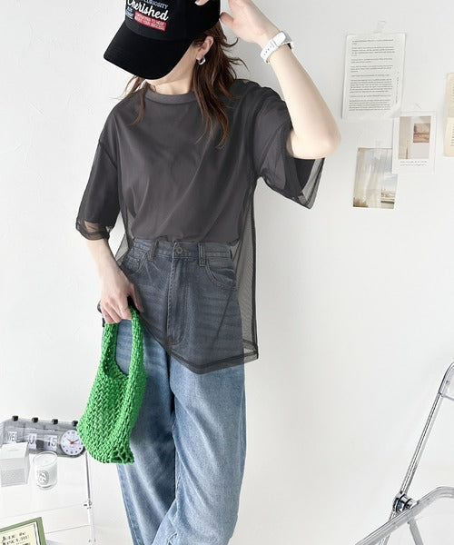 《JaVa ジャバコラボ》1枚でレイヤードが完成。チュールレイヤードバックプリントTシャツ jv1010288