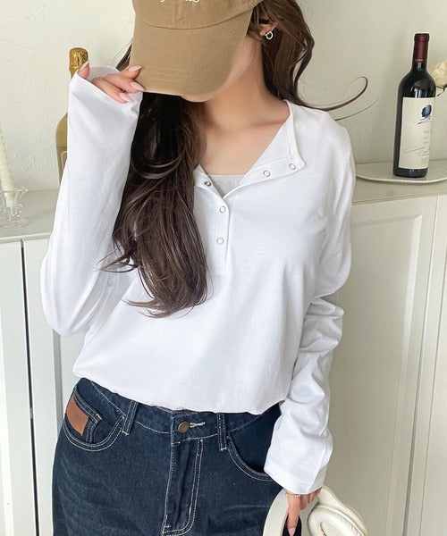 シンプルだからこそ、こだわりたい。シルケット加工ドット釦ヘンリーTシャツ（長袖） ce1020314