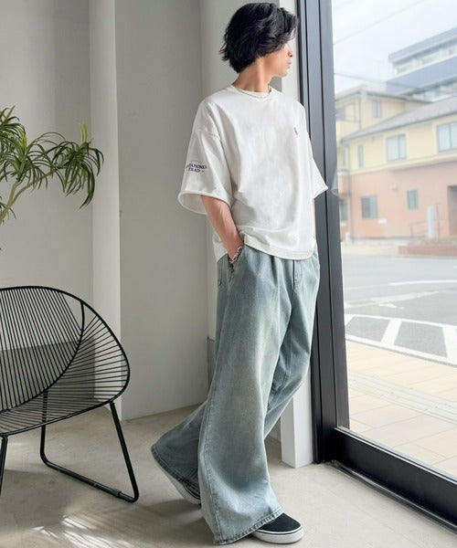 《JaVaジャバコラボ》【吸水速乾機能付き】しっかり厚地素材でもサラッと快適。フレンチブルドッグ刺繍 ミニ裏毛 スウェットライクTシャツ jo1150096