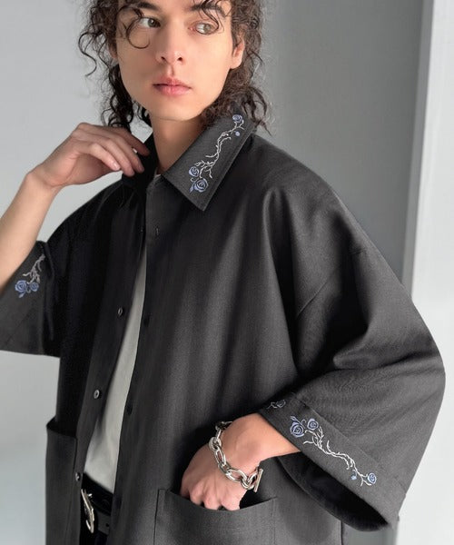 「魅せる服。」刺繍使いシャツジャケット/Embroidery Design Shirt Jacket co1010042