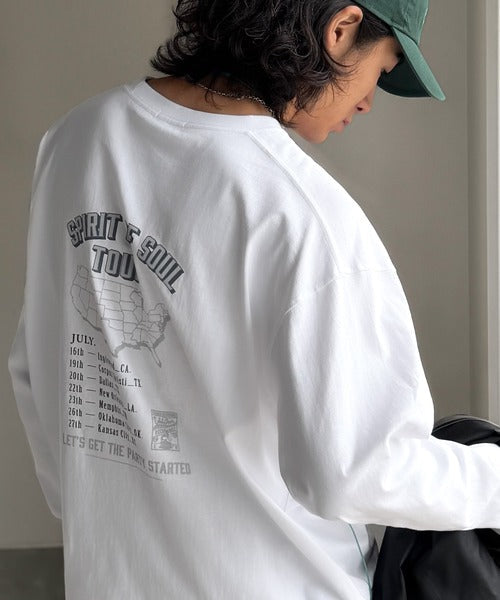 《JaVaジャバコラボ》「前後抜かりなし。」綿100%レコード盤レトロツアーロゴTシャツ（長袖） jo1150065