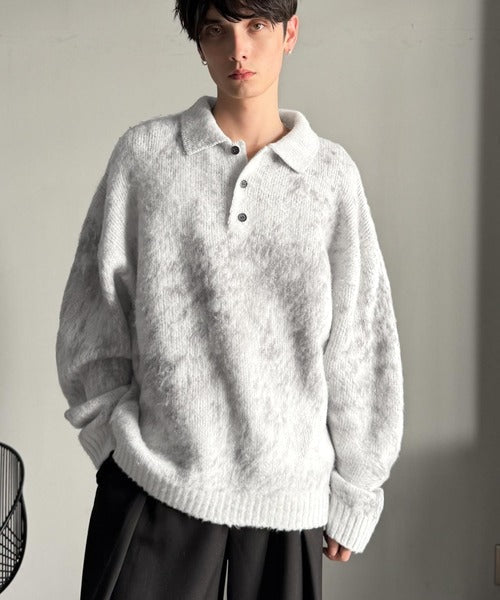 【Classical Origin】「まるで毛布。」モヘアライクシャギー素材ニットポロシャツ／Mohair-Like Shaggy Knit Polo Shirt co0780004