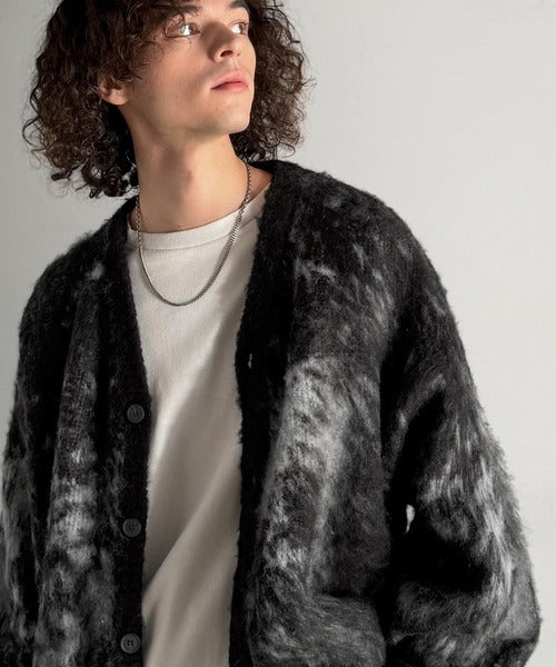 【Classical Origin】「まるで毛布。」モヘアライクシャギー素材Vネックカーディガン／Mohair-Like Shaggy Knit V-Neck Cardigan co0780003