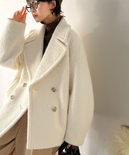 【Classical Evon】雪のようにやさしい肌触りで、大人のきちんと感を演出。軽やかブークレPコート ev1110137
