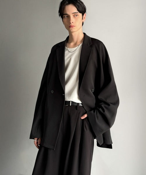 【Classical Origin】「大人の風格。」ダブルテーラードオーバーサイズジャケット/Double-breasted tailored oversized jacket ao1070184