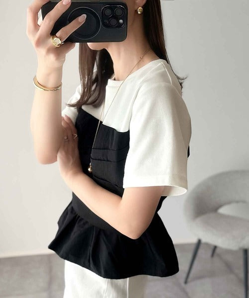簡単おしゃれが叶う。Tシャツ×ビスチェドッキング半袖トップス ce1260345