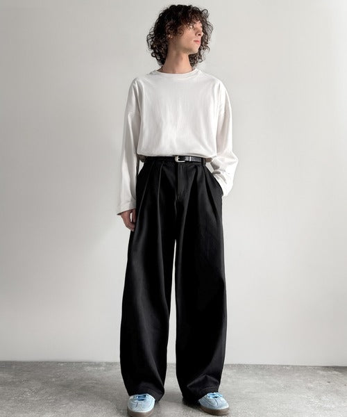 【Classical Origin】「オールシーズン大活躍。」 綿100％インツータック仕様ワイドバルーンパンツ／Inverted Two-Tuck Wide Balloon Pants co0780006