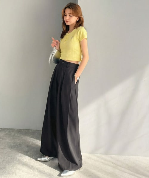 【mily bilet】きちんと見えと快適さを両立♪ 2タックワイドシルエットスラックス mi0789012