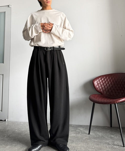 【Classical Origin】「まるでスラックス！」ベルトループ付き2タックバルーンシルエットスウェットパンツ/2-pleat balloon silhouette sweatpants co0780005
