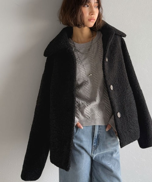 モコっとかわいく、冬支度♪ふんわり軽やか×暖かみたっぷり！コクーンシルエットテディベアボアブルゾン ce1240104