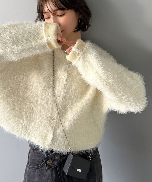 ふんわりとした優しい風合いが魅力的。前後2wayWフェイスフェザーショート丈カーディガン（長袖） ce1020283