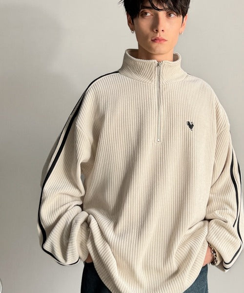 【Classical Origin】「素材推し。」コーデュロイ素材Wラインハーフジップトレーナー／Corduroy DoubleLine Half-Zip Trainer co1010026