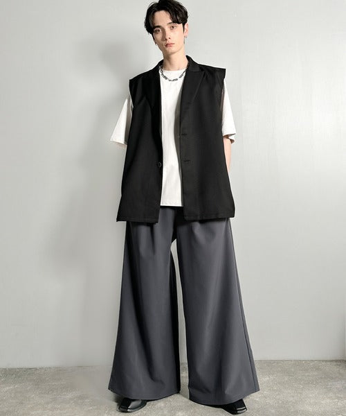 「日常をアップデート。」ピークドラペル仕様エレガントセミロングベスト／Peak Lapel Elegant Semi-Long Vest co1010009