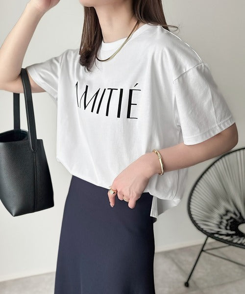 ワンランク上の大人シンプルベーシック。シルケット加工フロッキープリントTシャツ（半袖） ce1020202