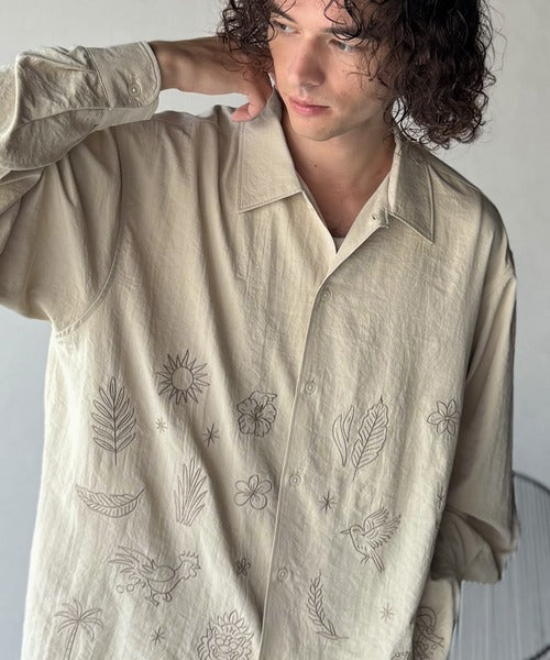 【Classical Origin】刺繍で魅せる存在感。オリジン刺繍キャンプカラーシャツ／Origin Embroidered Camp Collar Shirt co1150053