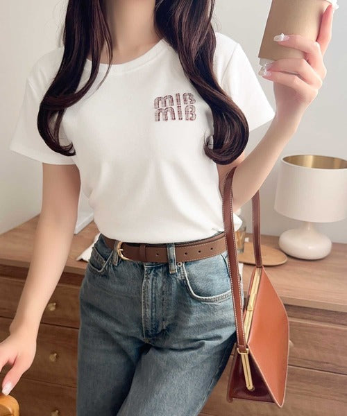 【mily bilet】スタイルよく、着心地いい。絶対使えるシンプルT♪ワッペンコンパクトTシャツ（半袖） mi1329084