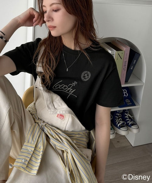 大人女子必見！　綿100％「ディズニー」サイン風刺繍Tシャツ（半袖） ce1330037