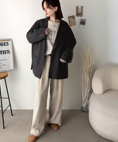 きれいめもカジュアルも、全部お任せ！とにかくオーバーサイズにこだわった、ミドル丈テーラードジャケット ce1070264