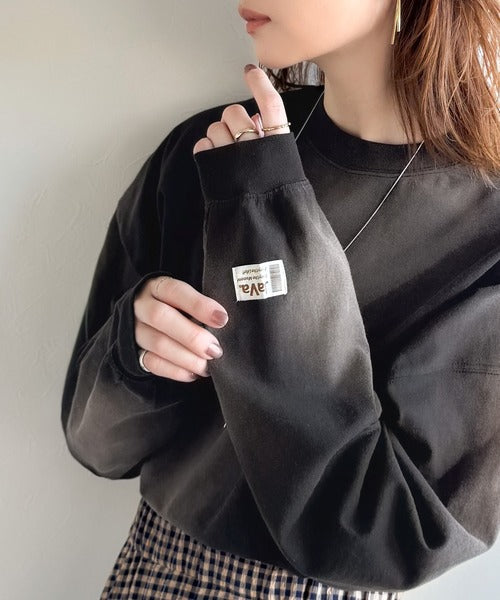 《JaVaジャバコラボ》垢抜け！大人のストリートstyleを作る。綿100％スプレーダイ加工オーバーサイズTシャツ（長袖） jv1020358