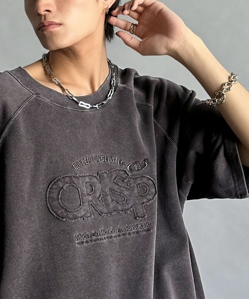 《JaVa ジャバコラボ》裾はドロストでお好みのシルエットに。ヴィンテージライクな半袖ロゴスウェット jm1029126