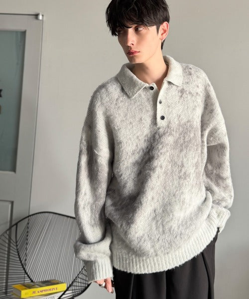 【Classical Origin】「まるで毛布。」モヘアライクシャギー素材ニットポロシャツ／Mohair-Like Shaggy Knit Polo Shirt co0780004