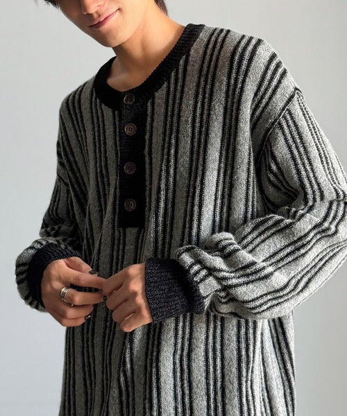 【Classical origin】ヘンリーストライプニット／Henley Striped Knit ao1020315