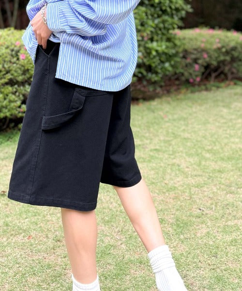 「新定番ハーフデニム。」ベルトデザイン ペインター ハーフデニムパンツ／Belted Design Painter Half Denim Pants co1150029