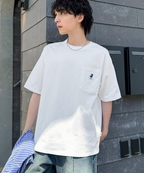 《JaVaジャバコラボ》【接触冷感・抗菌防臭機能付き】試して納得！胸ポケット付き ライトヘビーウェイト オーバーサイズTシャツ（半袖） jo1320020